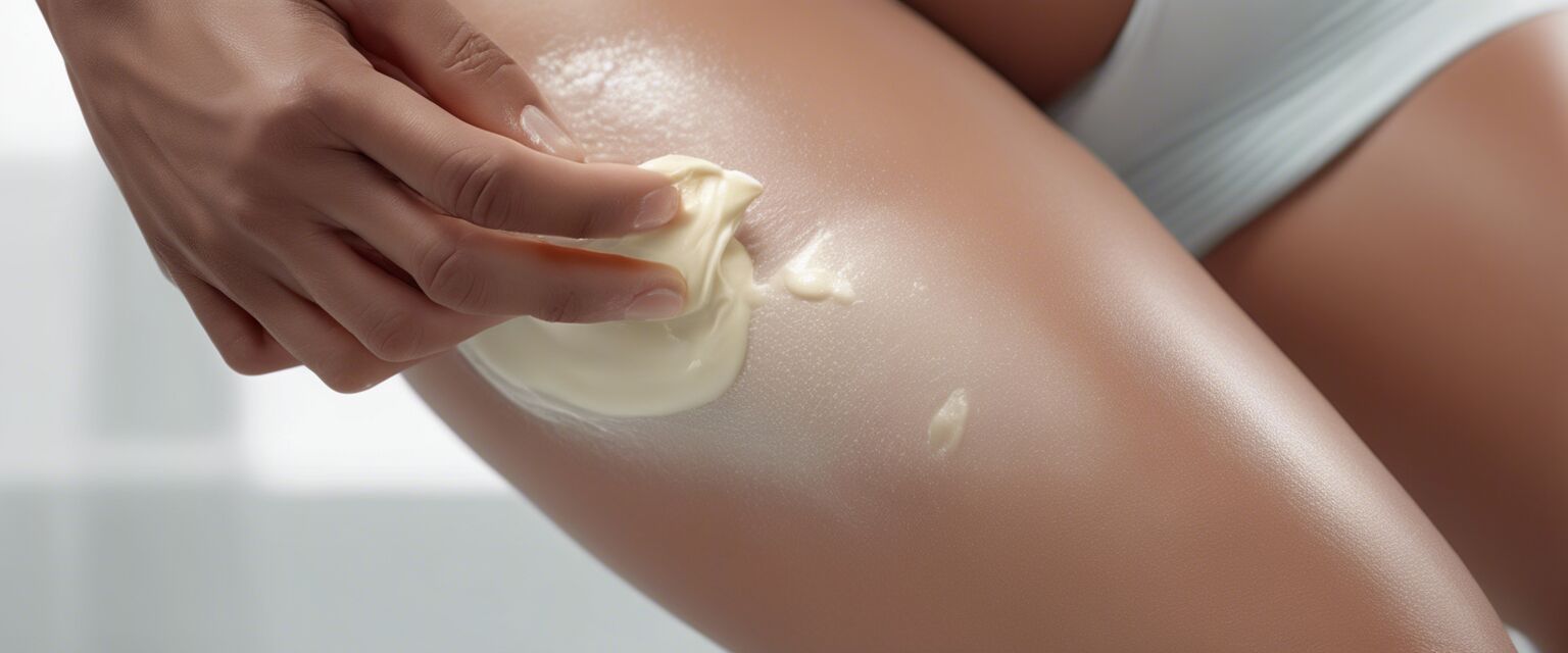 Applying cellulite cream