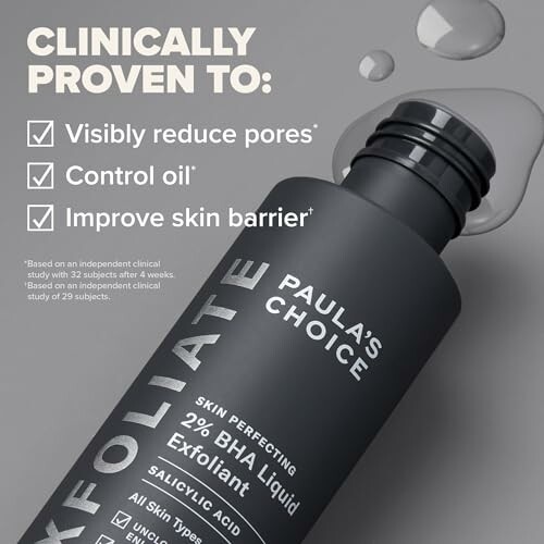 Paula's Choice exfoliate product with benefits listed.